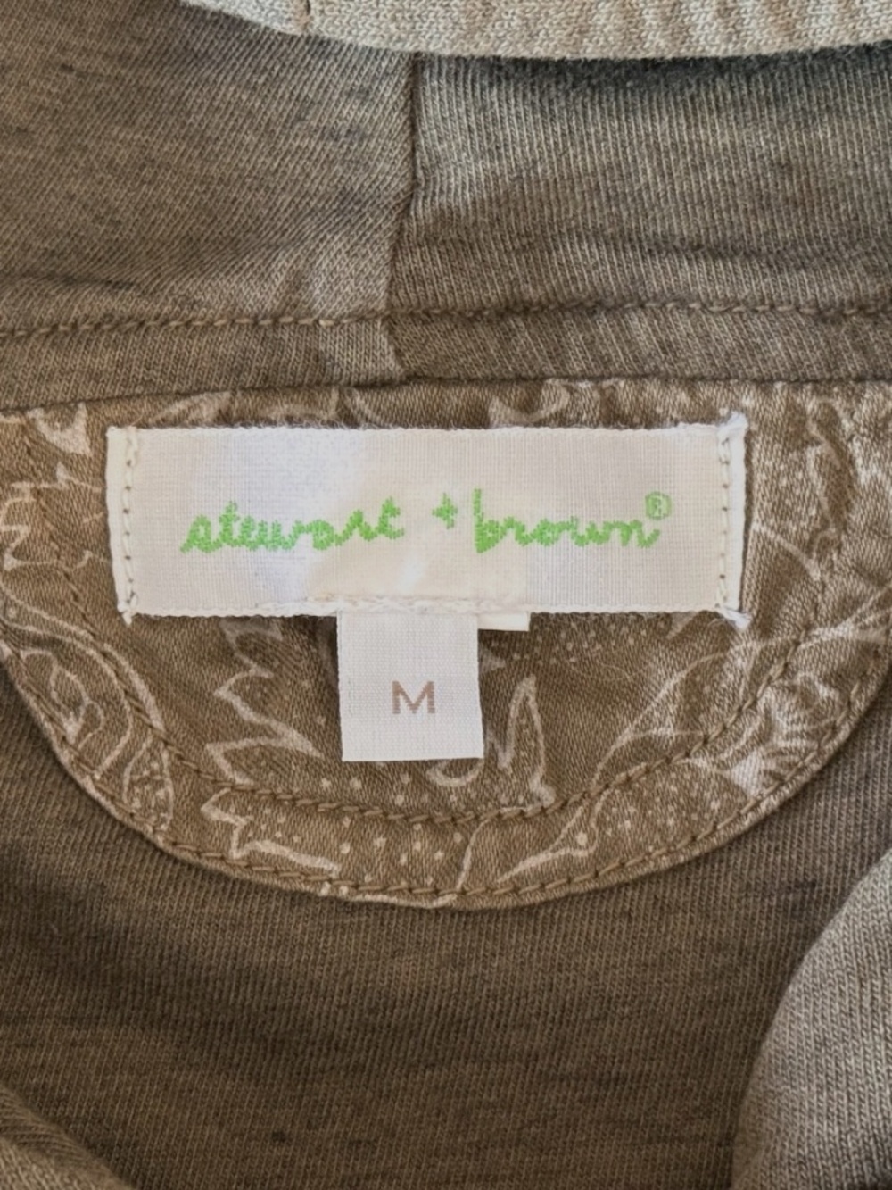 Stewart + Brown Olive Green Organic Cotton Wrap Hooded Coat Size M - Picture 11 of 11